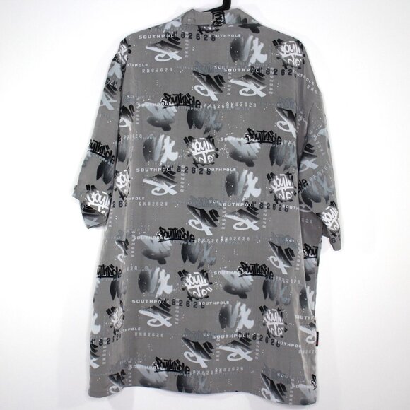 Vintage Southpole Mens Large Y2K Spell Out Loop Collar Button Up Shirt C998 - Picture 7 of 7